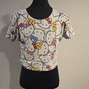 Hello Kitty Gray Crop Top with Multicolor Bows